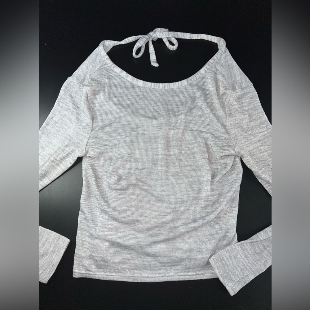 Divided by H&M solid grey tie & open back top size Medium EUC